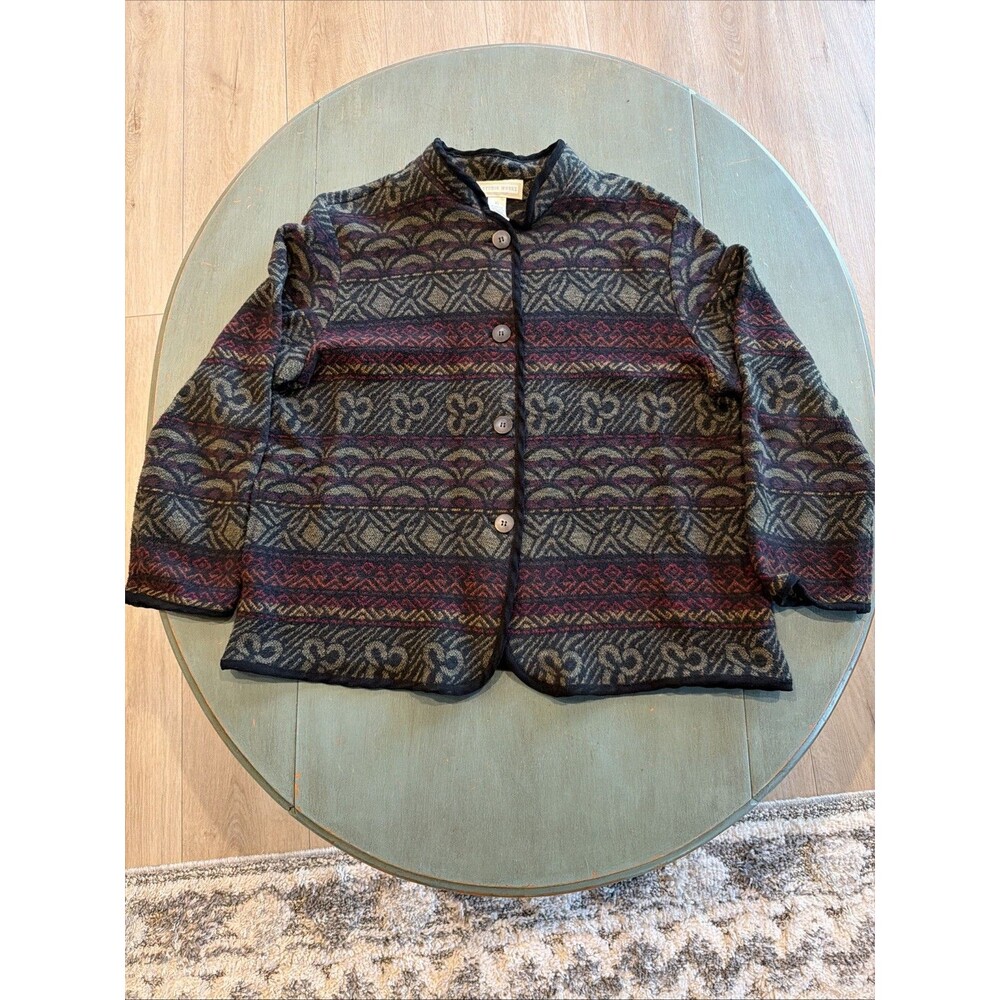 Vtg 90s Studio Works Tapestry Jacket XL USA Made Geometric Southwestern Knit